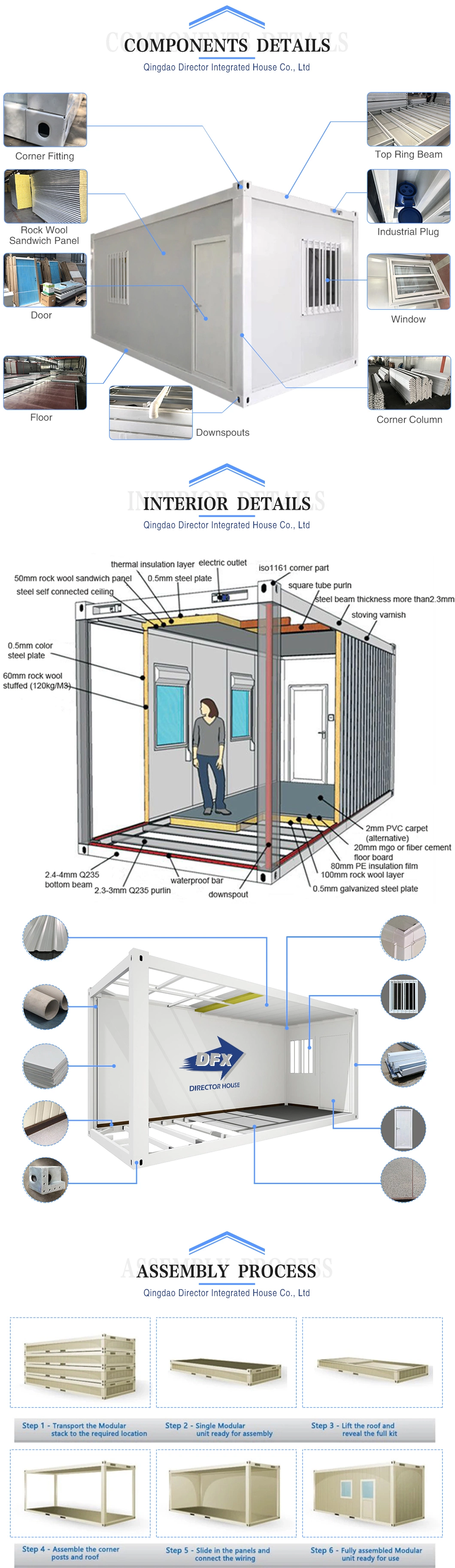 Modern Design Prefabricated Mobile Modular Flat Packing Sandwich Panel Prefab Container Tiny Home for Sale